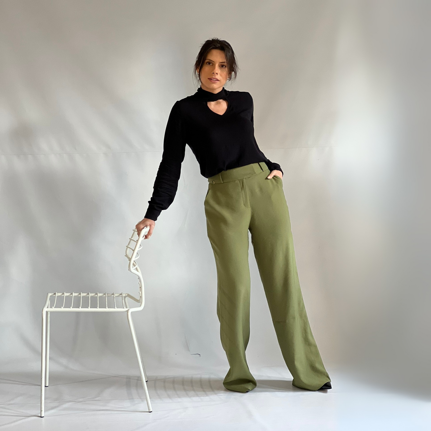 CALÇA PANTALONA EM LINHO