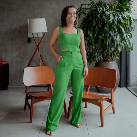 CALÇA PANTALONA EM LINHO